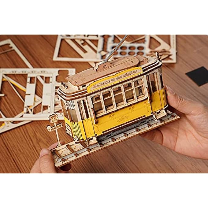 3D WOODEN PUZZLE | DIY MODEL KIT | CRAFT KIT BRAIN TEASER | CLASSIC, TRAMCAR (TG505) - Image 4
